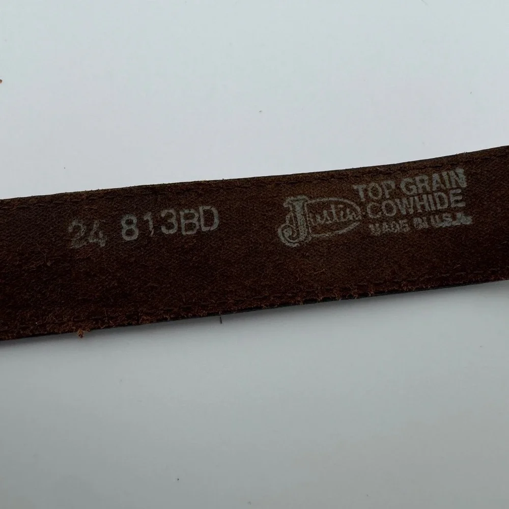 Justin‎ Mens Brown Top Grain Cowhide Leather Belt Champion Bull Rider Buckle 24